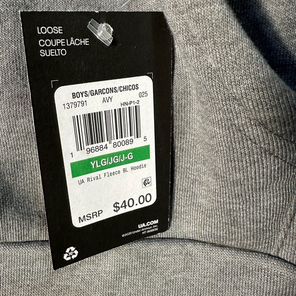 NWT boys Under Armour rival fleece big logo hoodie SZ Youth Large - Picture 5 of 7